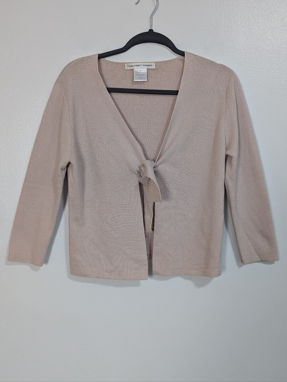 Fenn Wright Manson Y2K Size XL 100% Merino Wool Tan Beige Cropped Cardigan